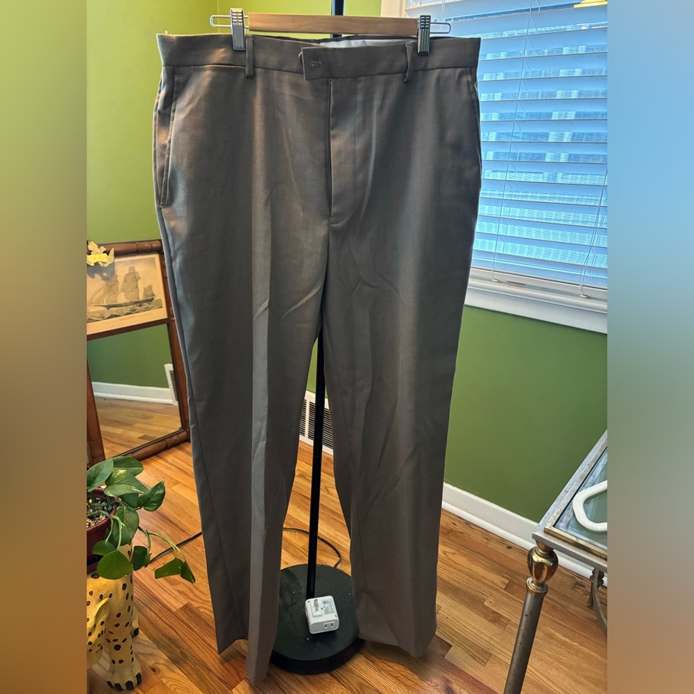 Louis Raphael Rosso Straight grey Fit Flat Front Dress Pants 36x32